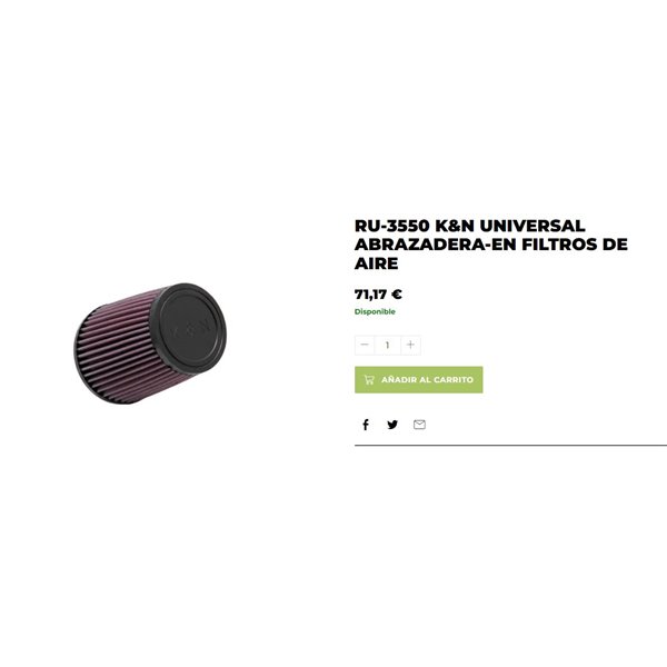 FILTRO UNIVERSAL K&N RU-3550