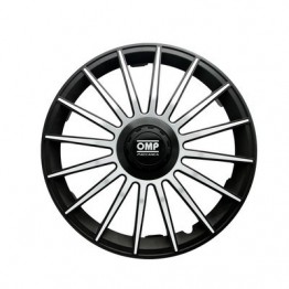 TAPACUBOS OMP 14" NEGRO/PLATA