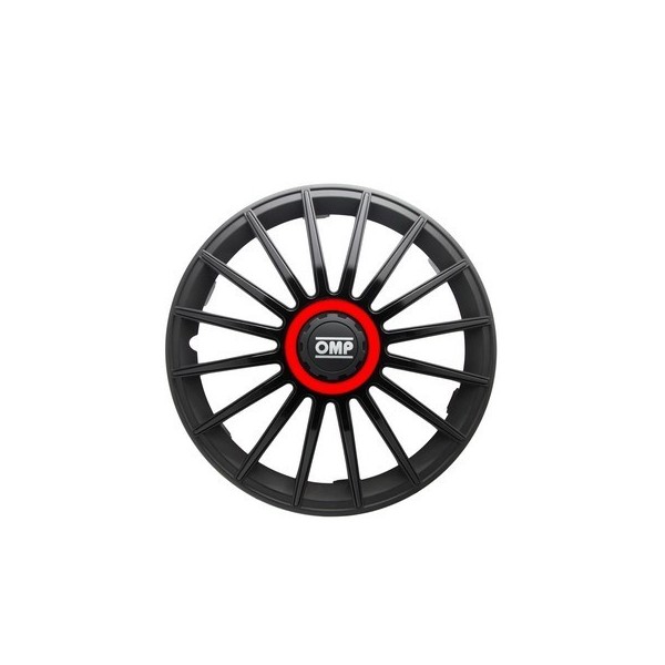 TAPACUBOS OMP 13" NEGRO/ROJO