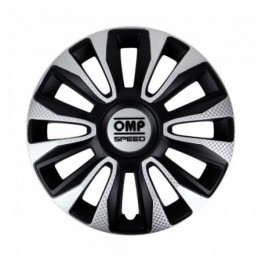 SET 4 TAPACUBOS OMP SPEED MOD. MAGNUM NEGRO/PLATA/CARBONO 13 PULGADAS