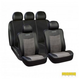 SET COMPLETO CUBRE ASIENTOS MOMO COCHE 11 PIEZAS COLOR NEGRO/GRIS