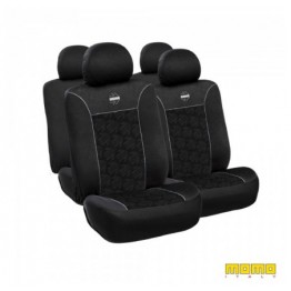 SET COMPLETO CUBRE ASIENTOS MOMO ITALY 11 PIEZAS NEGRO Y GRIS