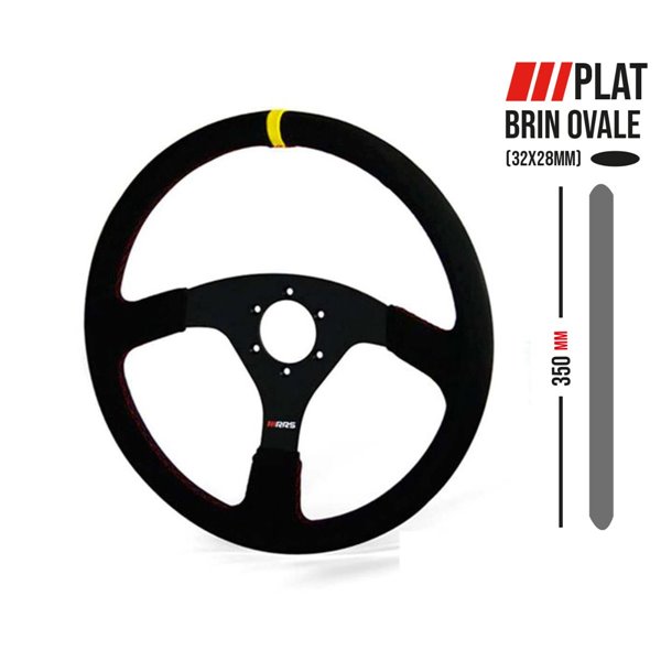 Volante RRS VELOCE - Plano 350mm - Gamuza negra