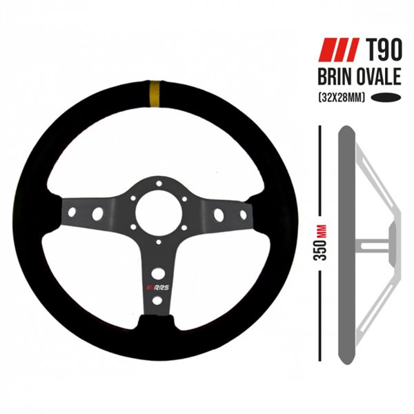 Volante RRS CORSA - F90 350mm - Ante negro - Radios antracitas