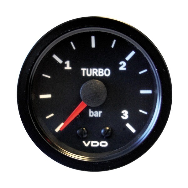 MANÓMETRO VDO PRESIÓN TURBO 0-3 BARES DIÁMETRO 52 MECÁNICO FONDO NEGRO