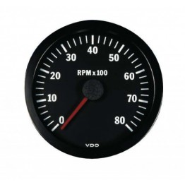 CUENTARREVOLUCIONES VDO 6000 RPM DIÁMETRO 52 FONDO NEGRO 4 / 6 / 8 CILINDROS DIESEL / GASOLINA