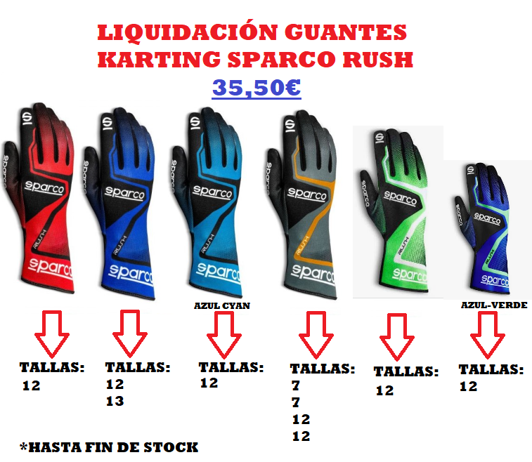 LIQUIDACIÓN GUANTES SPARCO RUSH KARTING